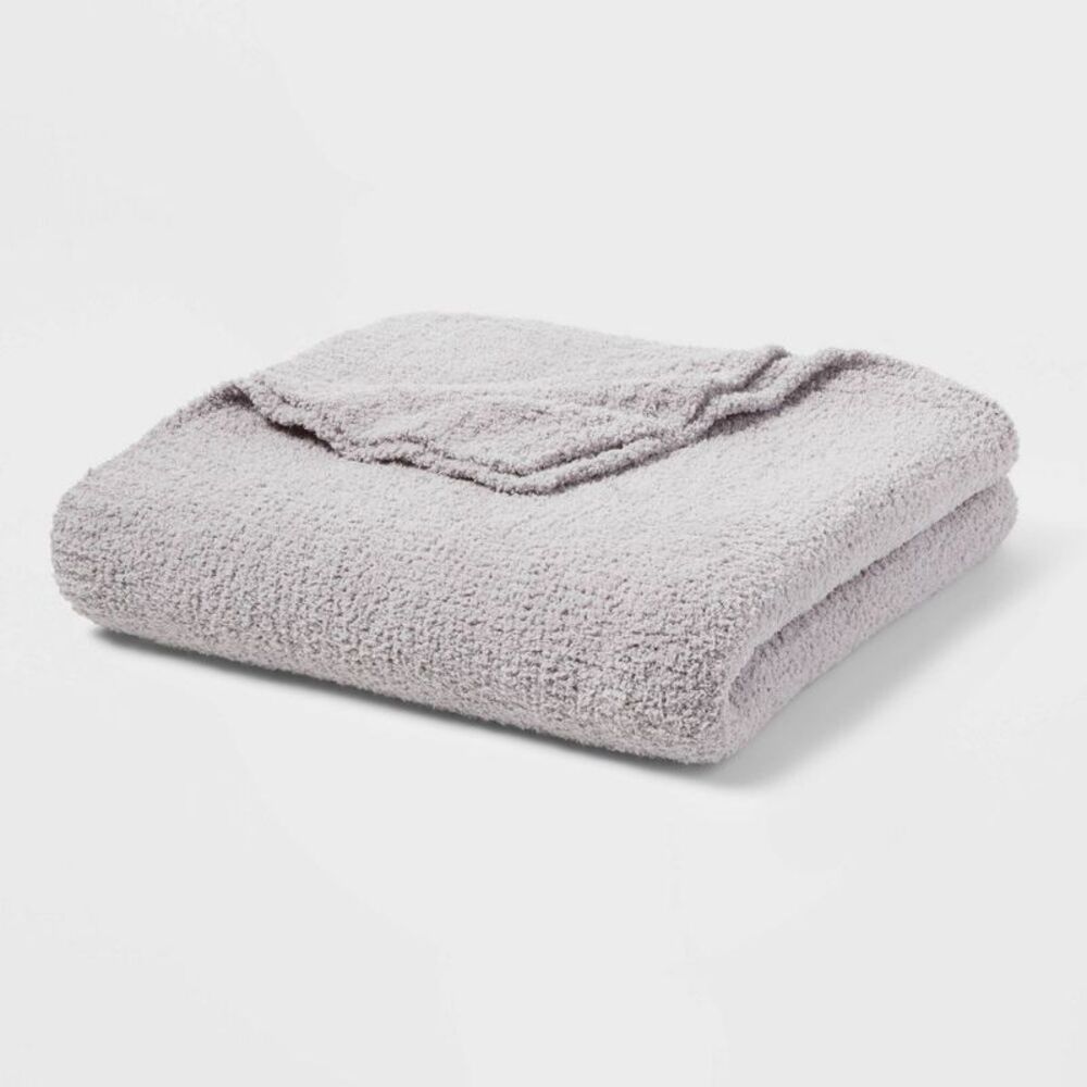 Full/Queen Cozy Knitted Chenille Bed Throw Blanket - Solid Gray